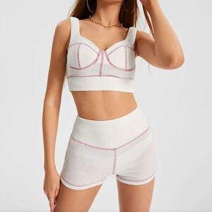 Zara terry cloth with pink stitch set